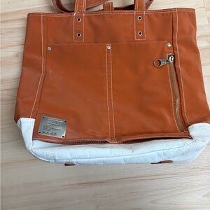 Esprit Orange and White Contrast Beach Bag.